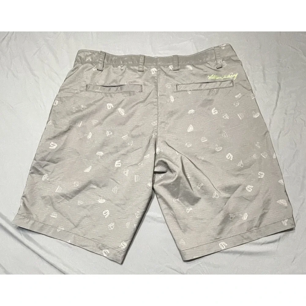 William‎ Murray Golf Shorts Mens 34 Gray All Over Print Stretch Straight Fit - Picture 7 of 9